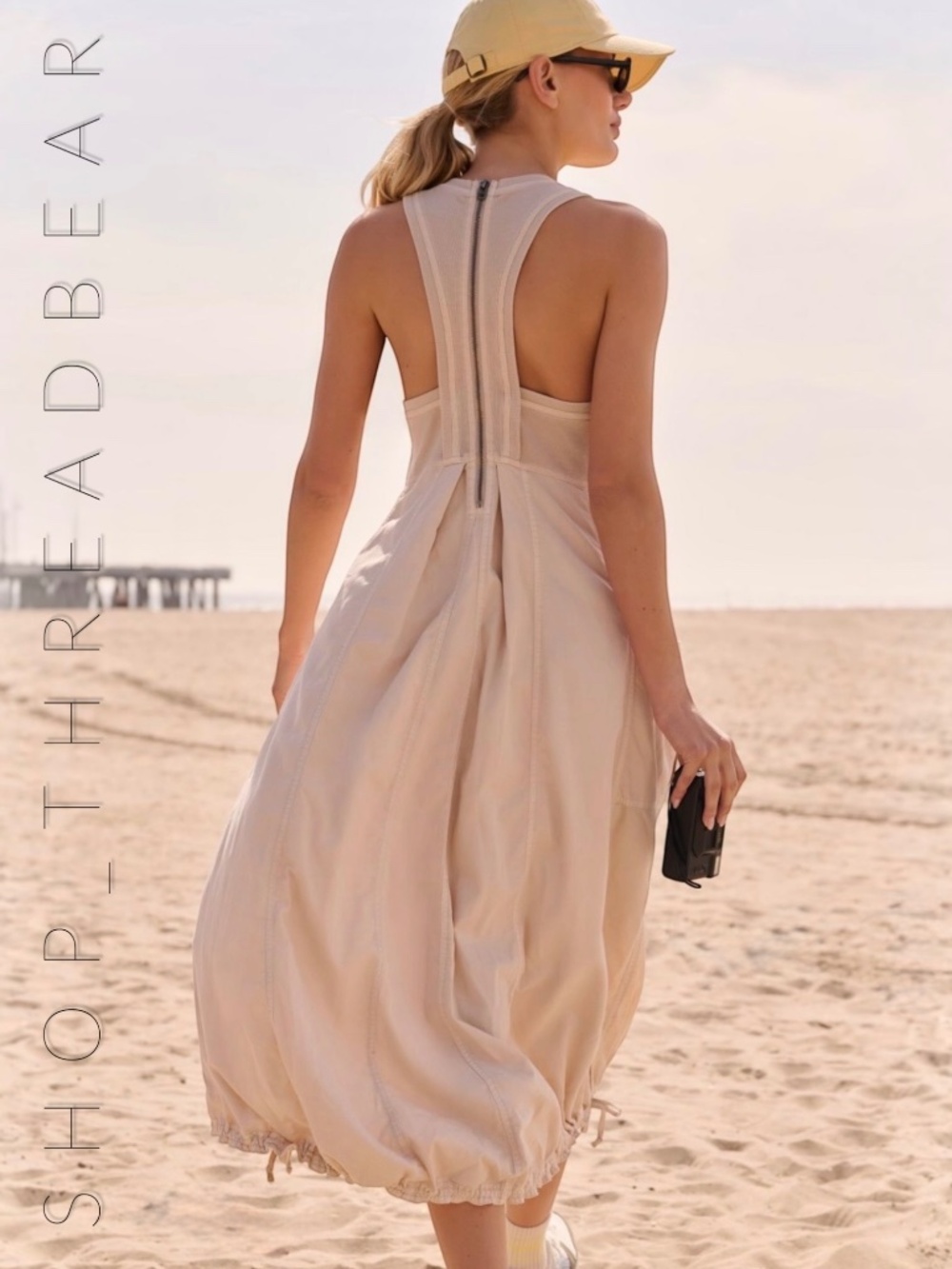 EUC. {Daily Practice · Anthro} Nude < Sky High > Racerback Midi Dress | Small - Picture 15 of 16